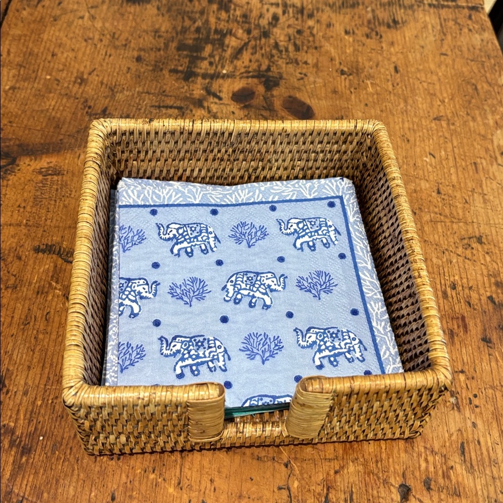 Rattan Cocktail Napkin Holder with Cutout